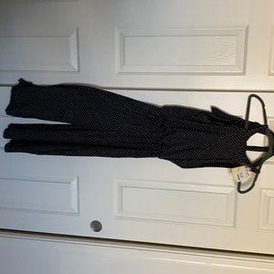 Juniors small black and white polka dot romper